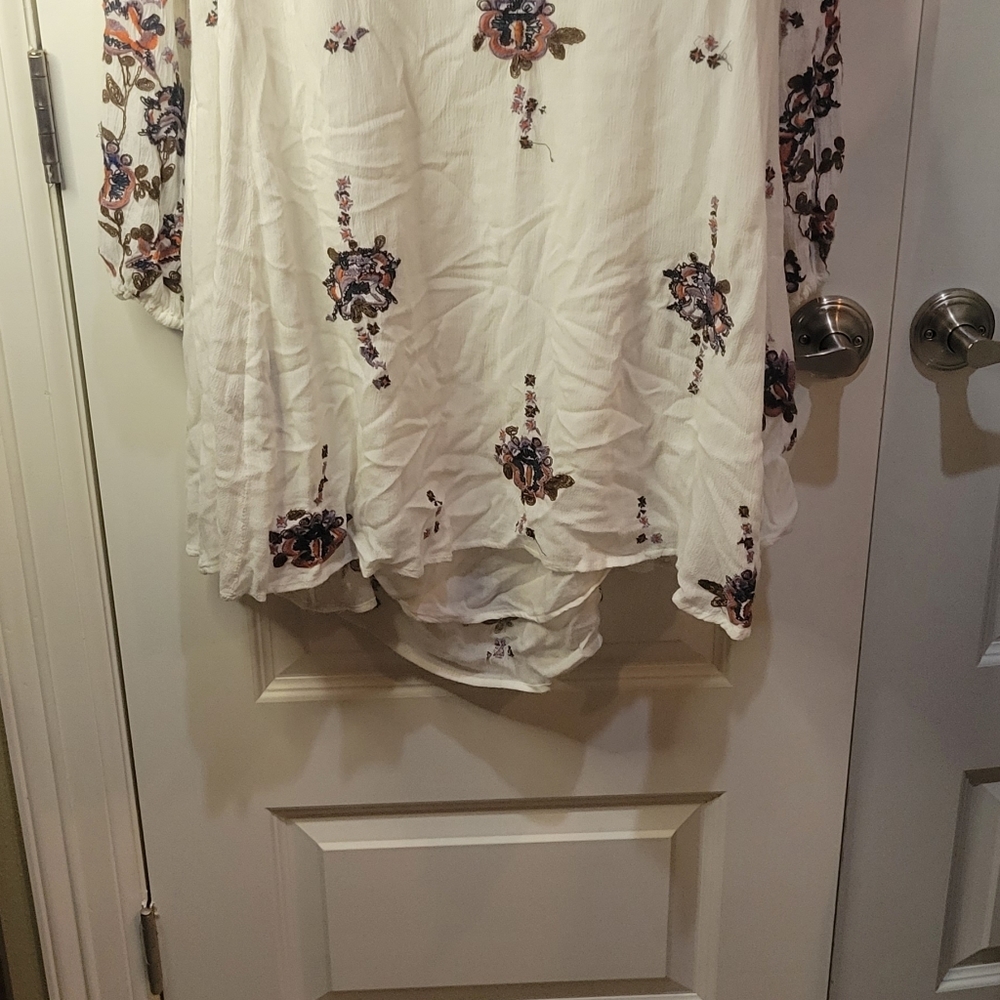 Free People Embroidered boho Floral White Dress Women’s  Small - Picture 5 of 10